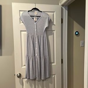 Light blue and white striped dress
